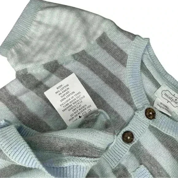 NWT - Mudpie Knit Blue & Gray Striped One Piece - Size 9-12m - Picture 3 of 4